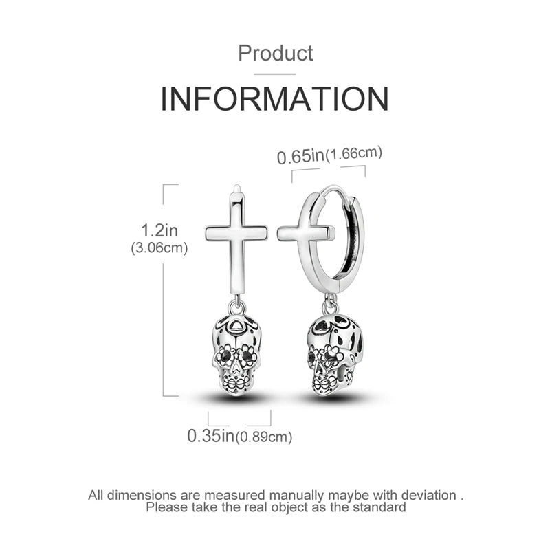 Amazing 925 Sterling Silver Black Spider & Shiny Bow Skull & Pumpkin Head Stud Earrings For Halloween Party Fine Jewelry Gift