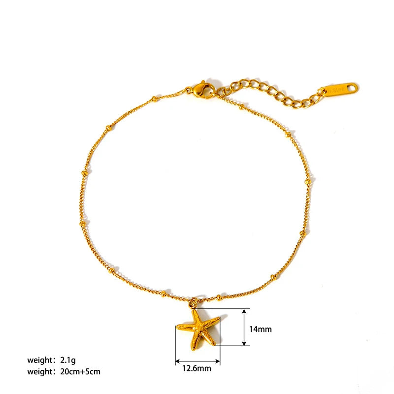 2024 Summer New Gold Color Anklets For Women Stainless Steel Firga Chain Feet Jewelry Layered Link Chain Accessory