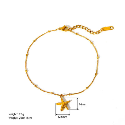 2024 Summer New Gold Color Anklets For Women Stainless Steel Firga Chain Feet Jewelry Layered Link Chain Accessory