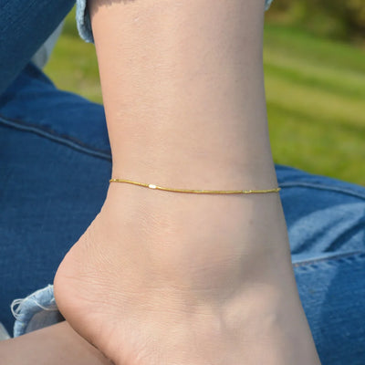2024 Summer New Gold Color Anklets For Women Stainless Steel Firga Chain Feet Jewelry Layered Link Chain Accessory