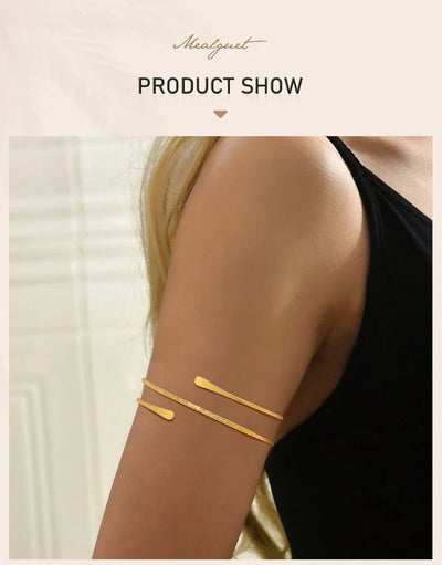 Upper Arm Cuff Bracelet for Women, Minimalist Gold Plated Armband Statement Party Armlets Jewelry