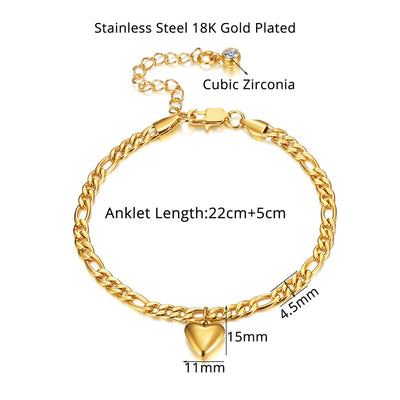 Anklets For Woman Gold Color Stainless Steel Figaro Link Ankle Bracelets Summer 2025 Womens Fashion Leg Chain Beach Foot Jewelry