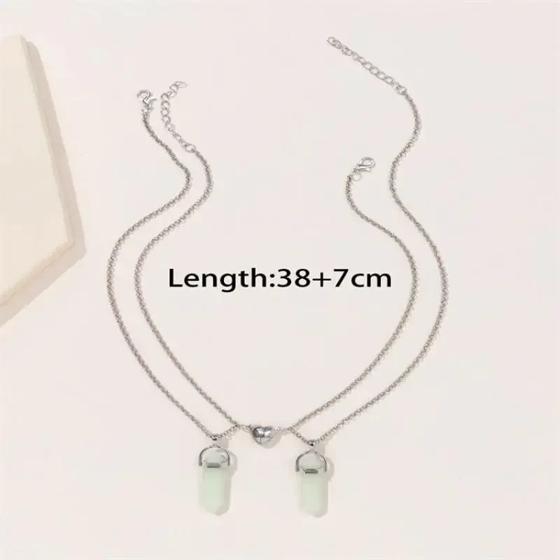 Couple Necklace Luminous Geometric Hexagonal Crystal Necklace Pendant Love Couple Friendship Friend Jewelry Gift