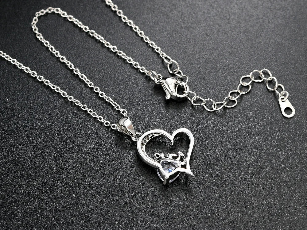 Couple Love Heart Pendant Necklace for Women Korean Fashion Aesthetic Choker Neck Chains Colorful Crystal Trend Y2k Jewelry N546