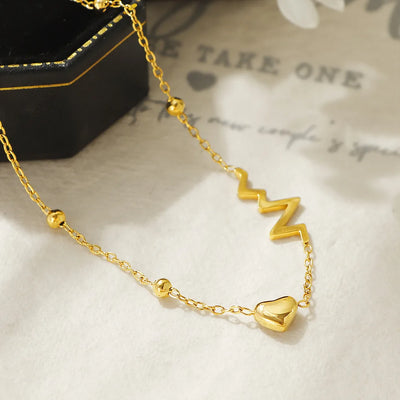 New Korean Fashion Electrocardiogram Heart Shaped Anklets for Women Charm Design Sexy Summer Jewelry Creative Footy Chain Gifts