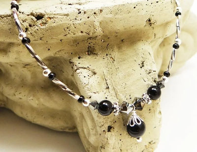 Anklet, Ankle Bracelet, Black Pearl Anklet, Black Anklet, Beaded Anklet. Crystal Anklet, Foot Jewelry, Ankle Jewelry