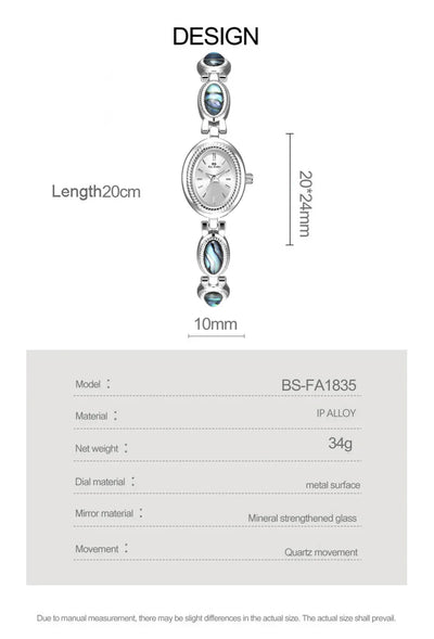 Watches For Woman Elegant Vintage Black Gold Shell Bracelet Ladies Small Dial Oval Quartz Dress Watch