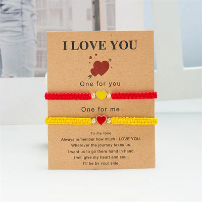 Set of 2 Colorful Heart Beaded Matching Bracelets for Couples Friendships Trendy Couple Bracelets Anniversary Valentines Gifts