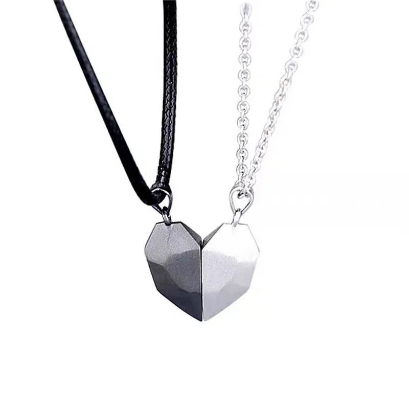 Magnetic Necklace for Women Men Love Versatile Couple Pendant Black-and-white Wishing Stone Couple Necklace Chain Jewelry