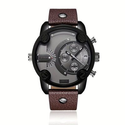Large Dial Men's Watch - Wrist Watches with Fashion Casual Design, PU Leather Strap, Date Function, Ideal Gift for Him