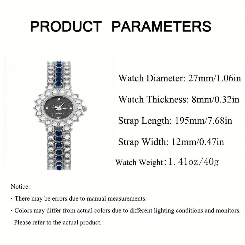 Women's Watch Baroque Rhinestone Quartz Watch Sparkling Fashion Analog Wrist Watch & 1pc Bracelet, Gift For Mom Her
