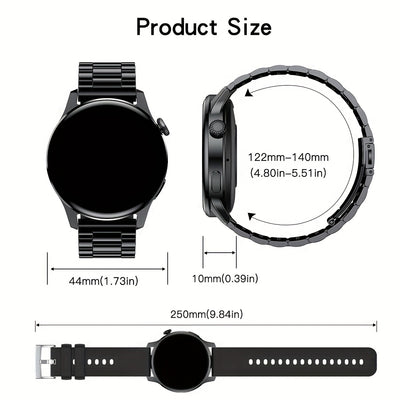 Stainless Steel Strap Business Men Smart Watch With Call, Message Reminder, Music Player, Activity Tracker Sports Watch For iPhone and Android