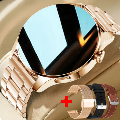 Stainless Steel Strap Business Men Smart Watch With Call, Message Reminder, Music Player, Activity Tracker Sports Watch For iPhone and Android