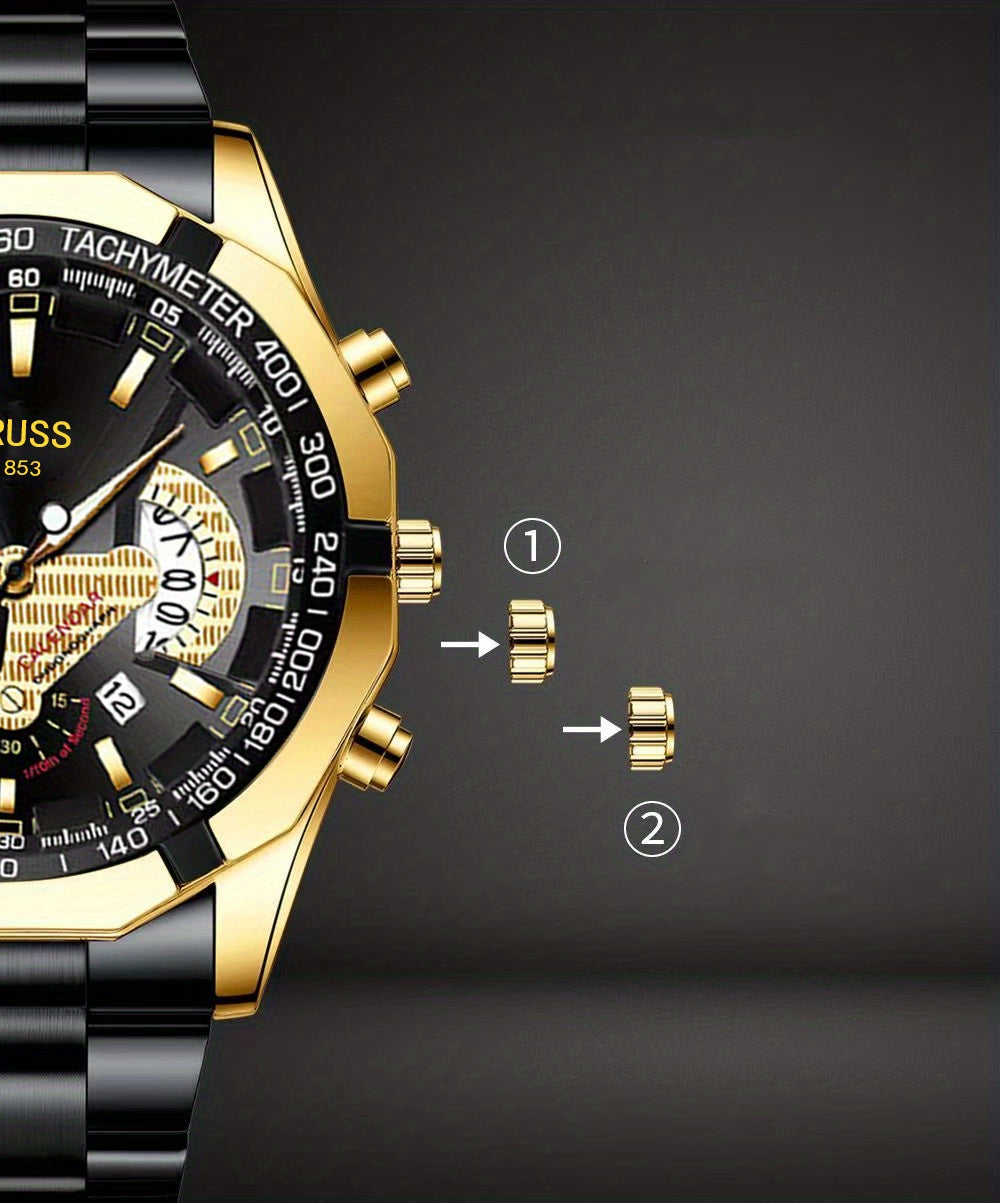 Genuine Domineering Business Sports Watch. Men's Simple Luminous Double Calendar Men's Watch